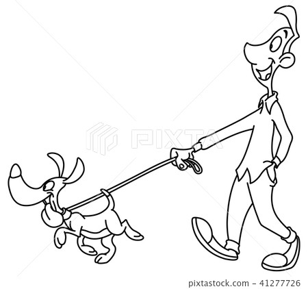 插图素材: outlined man walking dog 查看全部