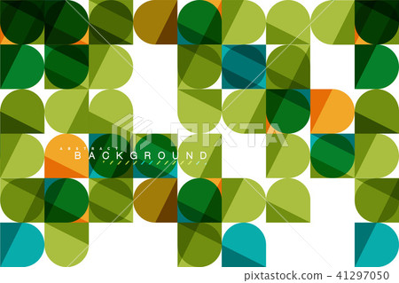 插图素材: round square geometric shapes on white, tile mosaic