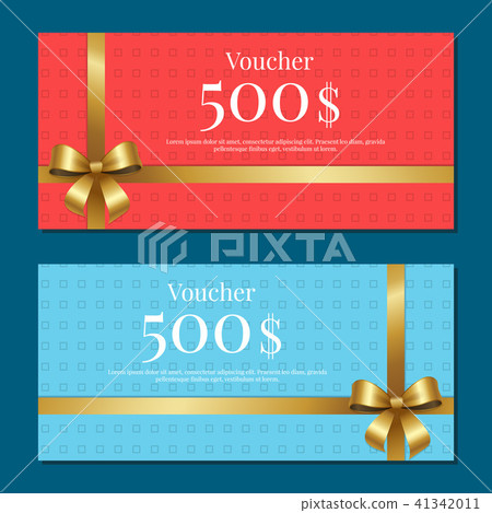 插图素材: voucher on 500 set of posters gold bow ribbons