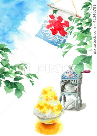图库插图: 水彩画 夏天 夏