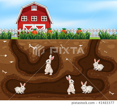 图库插图: rabbit house underground the farm