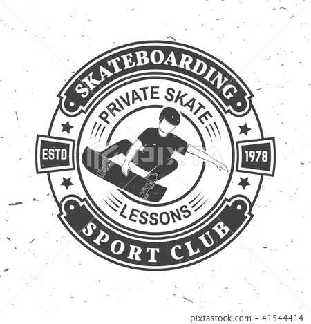 插图素材: skateboarding sport club badge. vector illustration.