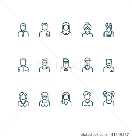 people, user profile vector line icons 首页 插图 姿势_表情_动作