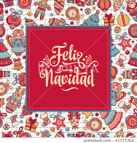 插图素材: feliz navidad. xmas card on spanish language