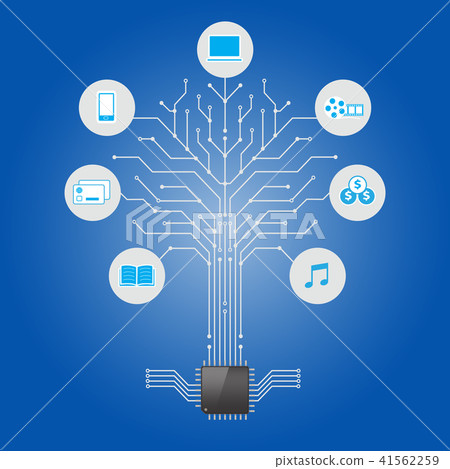 插图素材: social media in the form of tree technology