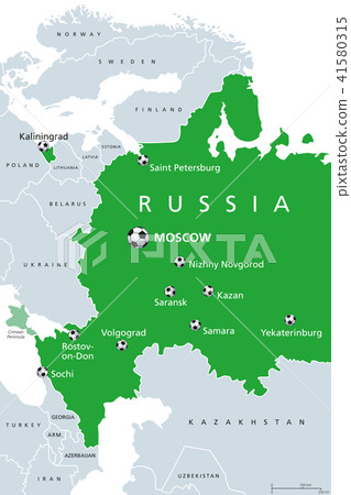 插图素材: football in russia, 2018, map of venues