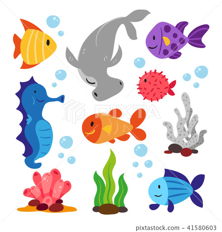 sea animals,sea creatures 插图素材: sea animals collection