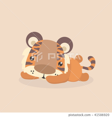 插图素材: cute little tiger on pastel background. 查看全部