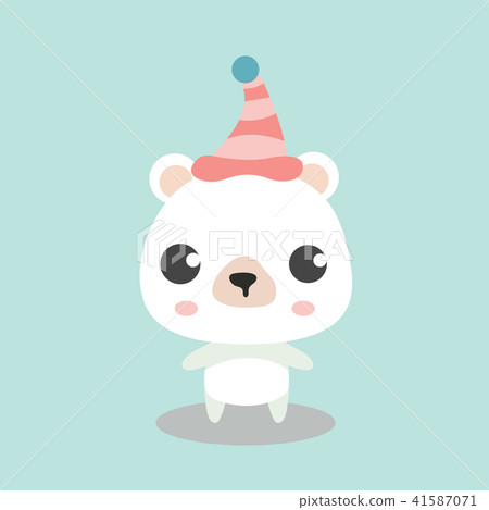插图素材: cute polar bear in top hat.