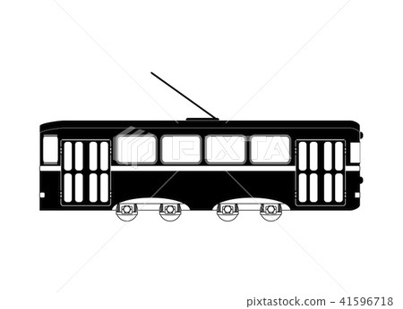 插图素材: train or tram black white