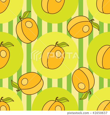 插图素材: vector seamless pattern of fresh apricots.