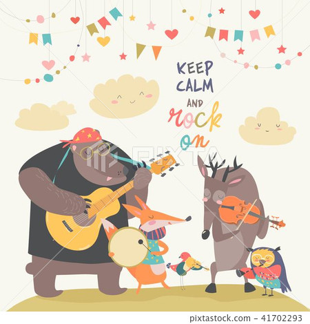 图库插图: cute animal music band
