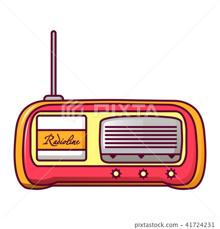插图素材: retro radio icon, cartoon style