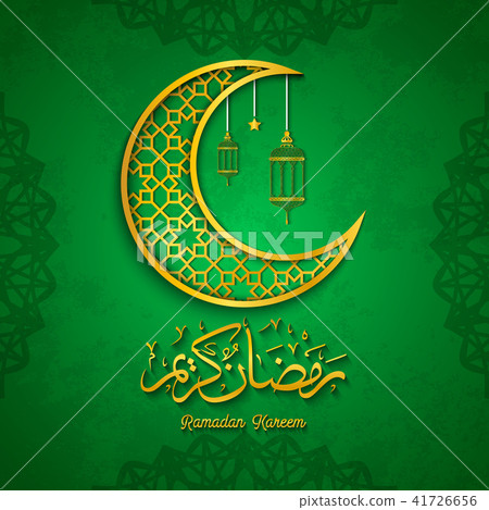 插图素材: ramadan kareem greeting card with golden crescent 查看