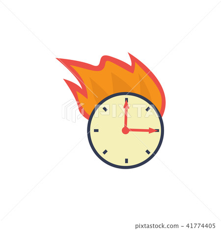 插图素材: vector flat burning wall clock, deadline concept