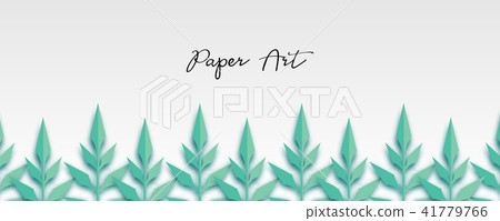 插图素材: paper origami fresh grass banner