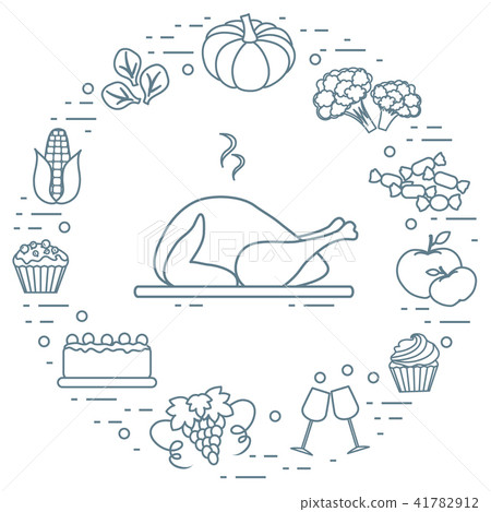 插图素材: happy thanksgiving cartoon objects fall symbols