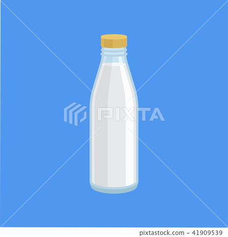 插图素材: glass or plastic bottle of milk vector illustration in