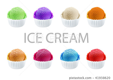 插图素材: set of ice cream scoops of different colors vector