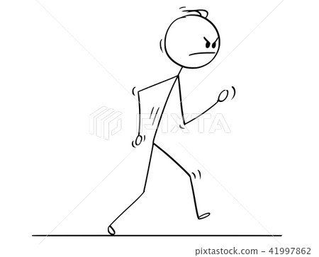 插图素材: cartoon of angry man walking vigorously 查看全部