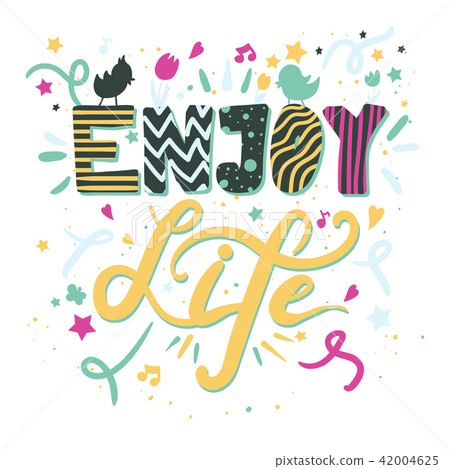 插图素材: enjoy life lettering. calligraphy inspiration