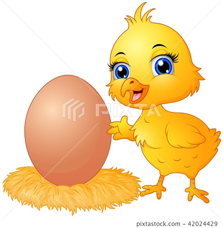 图库插图: vector illustration of cute chick cartoon with egg