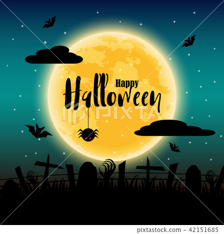 happy halloween day with full moon in background 42151685