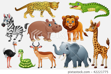 图库插图: cartoon wild animals on white background