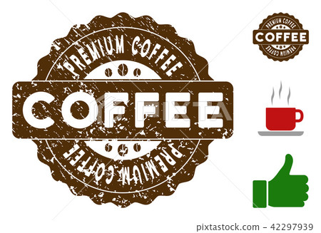 插图素材: premium coffee reward stamp with scratched texture