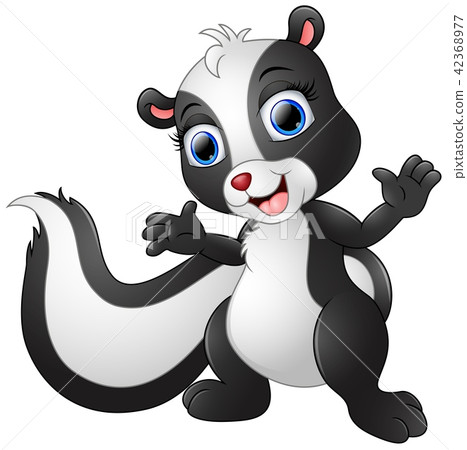 图库插图: illustration of cute skunk cartoon waving hand