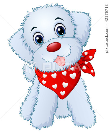 插图素材: cute cartoon puppy wearing a red scarf