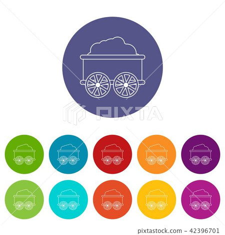 图库插图: train wagon icons set vector color