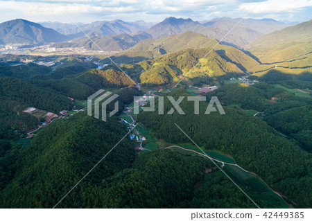 Aerial Photography Town An Acid Stock Photo Pixta