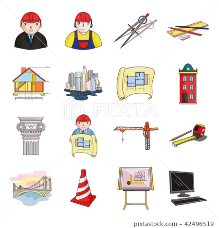 Architecture And Construction Cartoon Icons In Stock Illustration