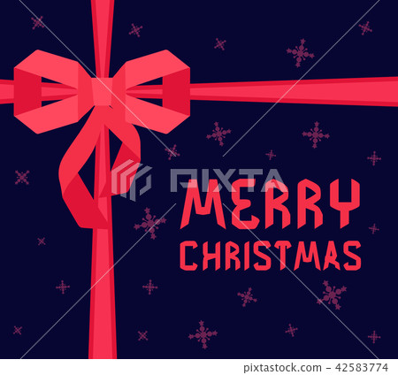 插图素材: merry christmas banner with red bow