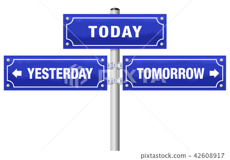 插图素材: yesterday today tomorrow street sign