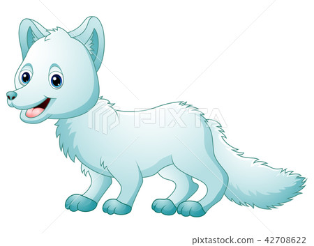 插图素材: cute cartoon arctic fox walking