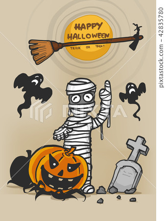 mummyfinger,ringfinger 插图素材: cartoon halloween,trick or treat,mummy and ghost