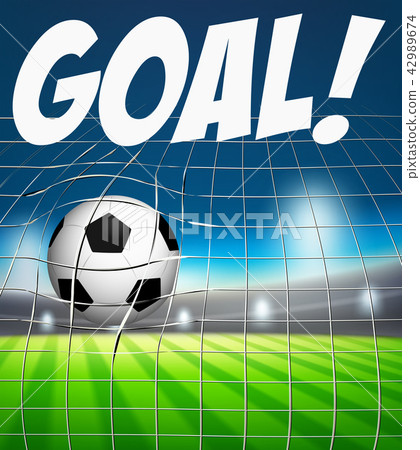 图库插图: goal with soccer ball in net concept