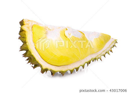 图库照片: sliced durian fruit isolated on white background