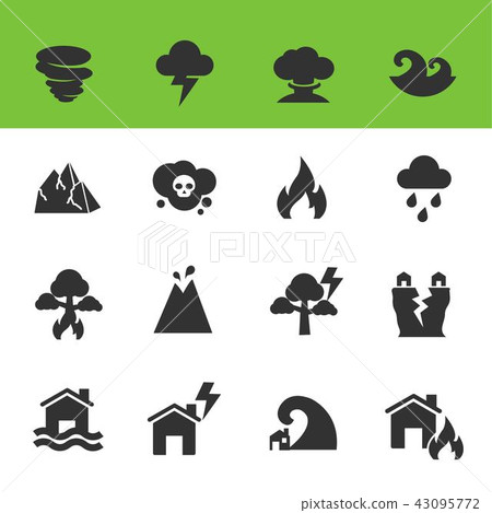 插图素材: natural disaster icons, vector illustration design