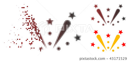 Shredded Dot Halftone Fireworks Explosion Icon Stock Illustration