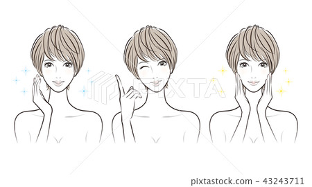 插图素材: 女性的面部表情