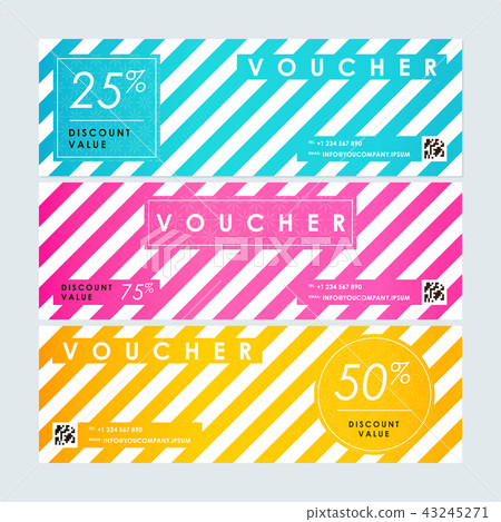 插图素材: set of different colored discount vouchers