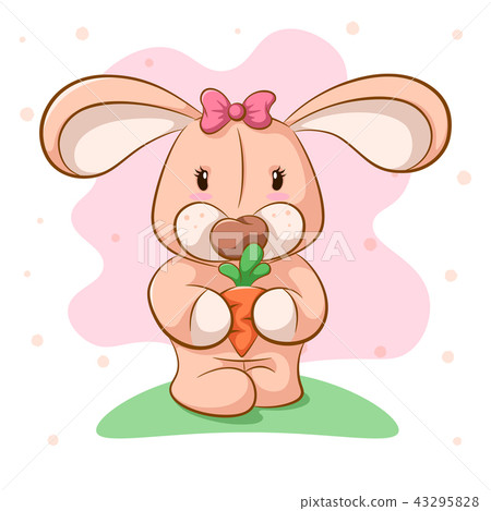 插图素材: funny cartoon rabbit with carrot.