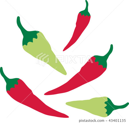 插图素材: red and green chilli peppers