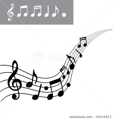 插图素材: musical notes on scale. music note icon set.