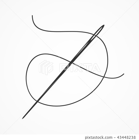 图库插图: black silhouette or contour needle and thread. vector