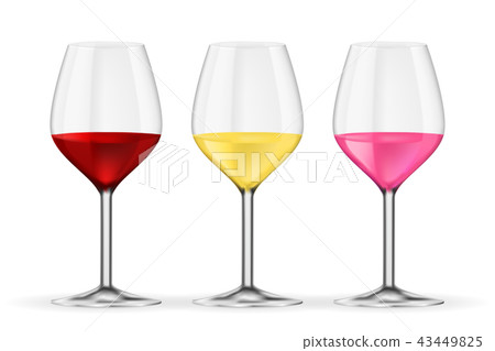 Glass of wine Red white and rose wine Vector 插圖素材 43449825