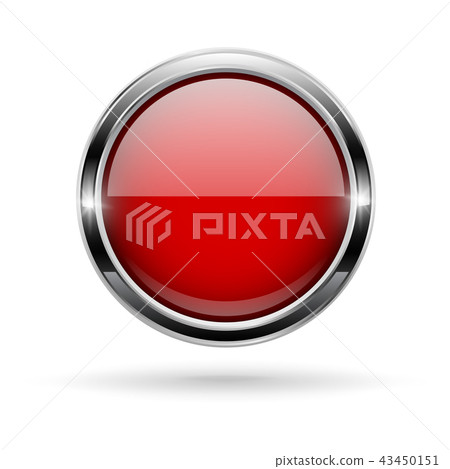 图库插图: red round glass button with metal frame